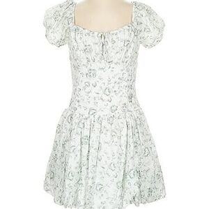 Brand New Hollister Floral Puff Sleeve Dress With Built-In Undershorts